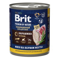 Консерва Brit Premium by Nature с бараниной с рубцом для взрослых собак всех пород, 850г