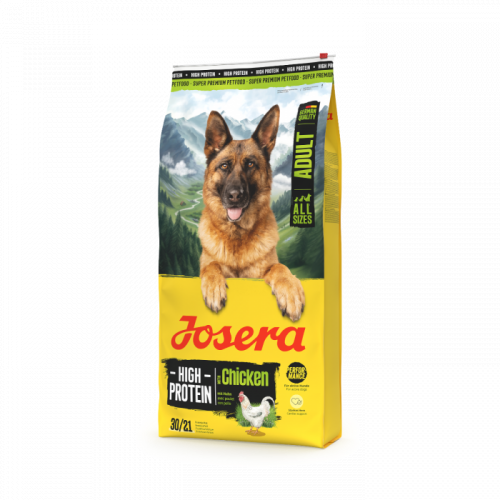 Сухой корм Josera High Protein Adult with Chicken (Adult/All sizes 30/21) для взрослых спортивных, племенных и рабочих собак, богат энергией и протеинами, для выносливости собаки, имеет высокий уровень белков 30%, содержит мясо лосося(Бывший High Energy)