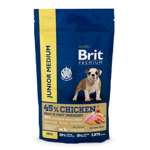 Сухой корм Brit Premium Dog Puppy and Junior Medium (Курица),для щенков средних пород 1 кг