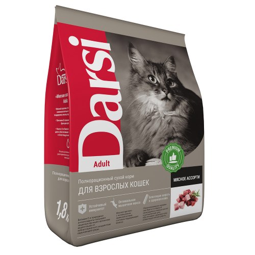 Сухой корм Darsi для взрослых кошек Мясное ассорти 1,8 кг