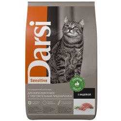 Сухой корм Darsi для взрослых кошек с индейкой Sensitive 10 кг