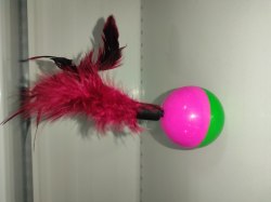 Игрушка мяч-неваляшка для кошек, натуральное перо, диам. 5,5см*20см