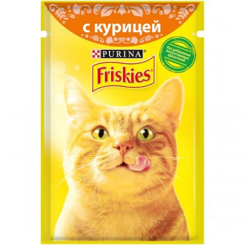 Консерва Friskies для взрослых кошек, с курицей в подливе 85г