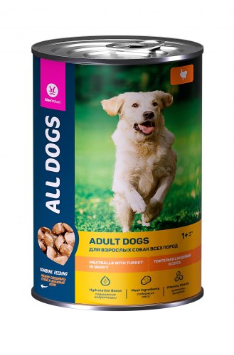 Консерва All Dogs для собак тефтельки с индейкой в соусе, 415г