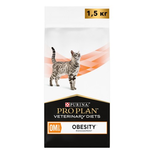 Сухой корм Pro Plan OM St/Ox для взрослых кошек для снижения избыточной массы тела, с низкой калорийностью, 1,5 кг