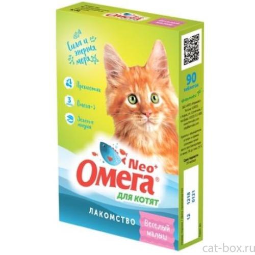 Мультивитаминное лакомство Омега Нео + для котят с пребиотиком и таурином, 90 таб