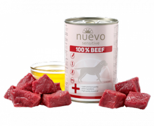 Консерва Nuevo Sensitive для собак с чувствительным пищеварением со 100% говядиной, 400г