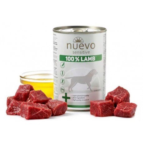 Консерва Nuevo Sensitive для собак с чувствительным пищеварением со 100% ягненком, 400г