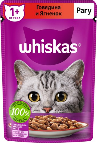 Консерва Whiskas для кошек рагу с говядиной и ягненком, 75