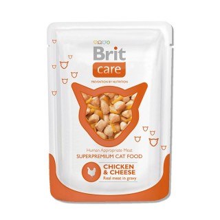 Влажный корм Brit Care для кошек с курицей и сыром, 80 г/24 шт