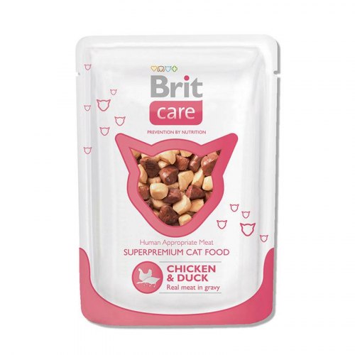 Влажный корм Brit Care для кошек с курицей и уткой Chicken&Duck, 80 г/24шт