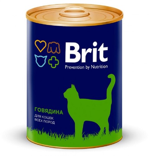 Влажный корм Brit Premium для кошек BEEF Говядина, 340 г