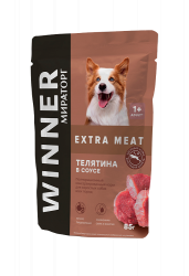 Влажный корм Winner Extra Meat для взрослых собак всех пород Телятина в соусе, 85г