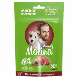 Лакомство Molina для собак всех пород и щенков Медальоны из говядины, 50г