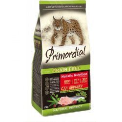Сухой корм PRIMORDIAL Urinary Turkey & Herring 2 кг. Для взрослых кошек с индейкой и сельдью - профилактика мочекаменной болезни