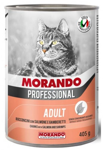 Консервированный корм Morando Professional для кошек креветки/лосось, 405г