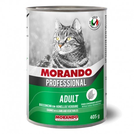 Консервированный корм Morando Professional для кошек ягненок с овощами кусочки, 405г
