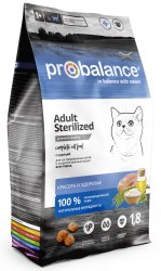 Сухой корм ProBalance 1,8 кг Sterilized для стерилиз. кошек/кастр. котов (курица-рис)