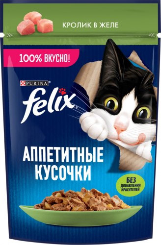 Консерва Felix для кошек со вкусом кролика в желе, 75г