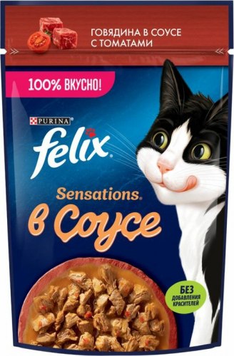 Консерва Felix Sensations для кошек, с уткой в соусе с морковью, 75г