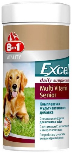 Комплексная мультивитаминная добавка 8 in 1 Exsel Multi Vit-Senior. Для пожилых собак 70таб