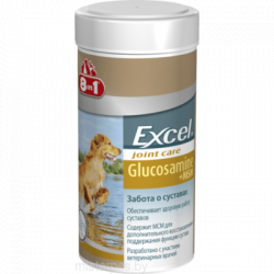 Мультивитамины 8 in 1 Exsel Glucosamine+MSM д/собак с глюкозамином +вит С+МСМ, 55 таб