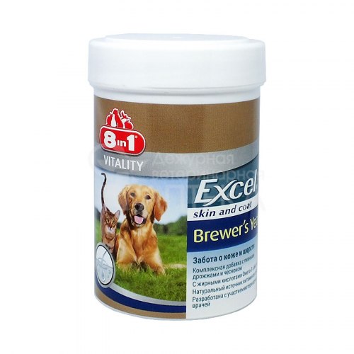 Комплексная добавка 8 in 1 Exsel Brewers Yeast 140 таб. Пивные дрожжи для собак
