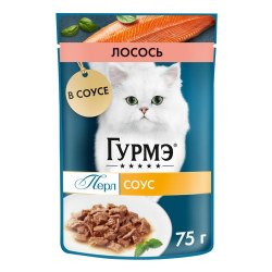 Консерва Гурмэ Perle для кошек с лососем в соусе, 75г