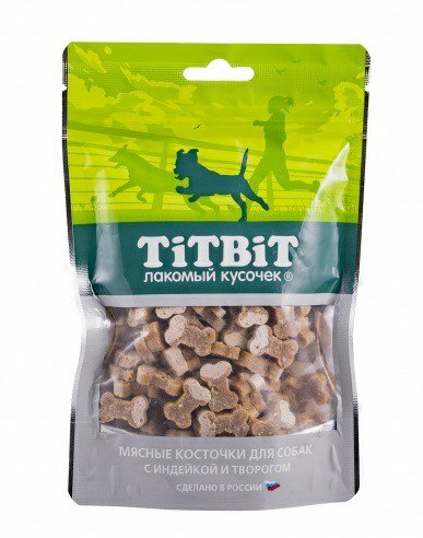 Косточки мясные TiTBiT для собак с индейкой и творогом, 145г