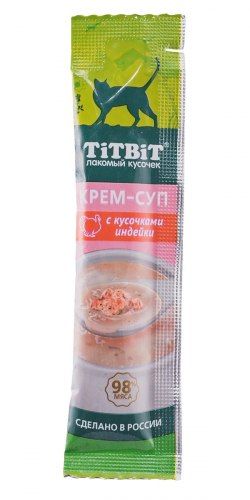 Крем-суп TiTBiT для кошек с кусочками индейки, 10г