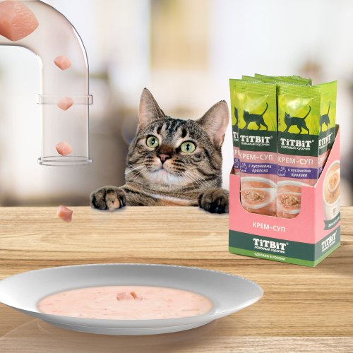 Крем-суп TiTBiT для кошек с кусочками кролика, 10г