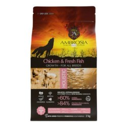 Сухой корм AMBROSIA GRAIN FREE холистик для щенков всех пород, курица, рыба 2кг