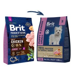 Сухой корм Brit Premium Dog Puppy and Junior Small (Курица), корм для щенков мелких пород 1кг