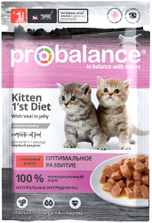 Консерва ProBalance Kitten с 1 месяца, с телятиной в желе, 85 г