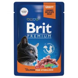 Консерва Brit Premium для стерилизованных кошек с лосось в соусе , 85г