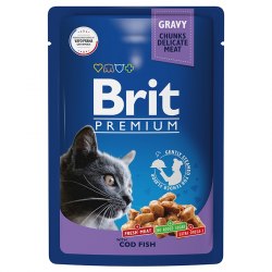 Консерва Brit Premium для взрослых кошек треска в соусе 85г