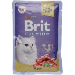 Консерва Brit Premium для взрослых кошек форель в желе 85г