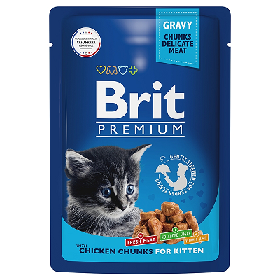 Консерва Brit Premium для котят Цыпленок в соусе 85г