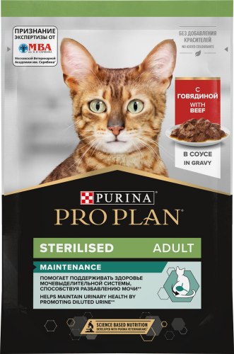 Консерва PURINA Pro Plan sterelised BEEF для стерил. кошек с говядиной в соусе 85 г