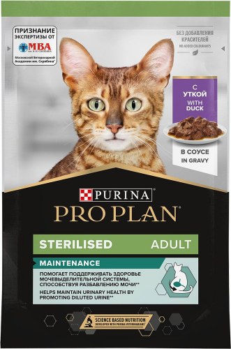 Консерва PURINA Pro Plan sterelised для стерилизованных кошек с уткой в соусе 85 г