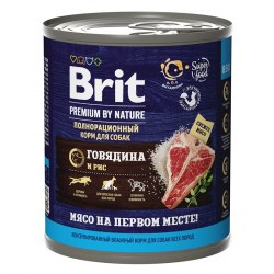 Консерва Brit Premium by Nature говядина и рис, 850 г/1шт
