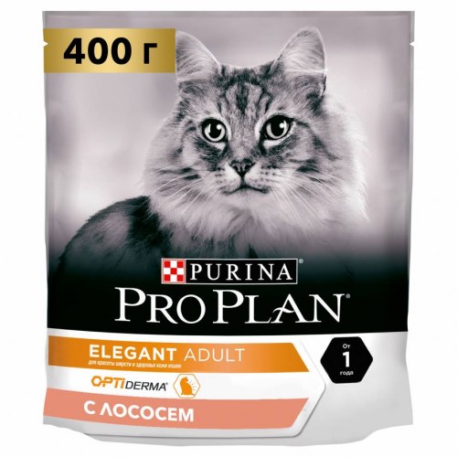Сухой корм Pro Plan для взрослых кошек, для шерсти и здоровья кожи, со вкусом лосося, 400г