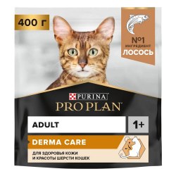 Сухой корм Pro Plan для взрослых кошек, для шерсти и здоровья кожи, со вкусом лосося, 400г