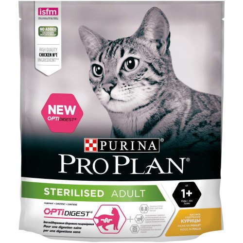 Сухой корм Pro Plan для кошек стерилизованных с чувствительным пищеварением, курица 400г