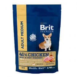 Сухой корм Brit Premium Dog Adult Medium,для взрослых собак средних пород с курицей 1 кг