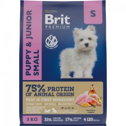 Сухой корм Brit Premium Dog Puppy and Junior Small,для щенков и молодых собак мелких пород с курицей 3 кг