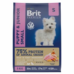 Сухой корм Brit Premium Dog Puppy and Junior Small,для щенков и молодых собак мелких пород с курицей 1 кг