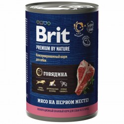 Консерва Brit Premium для взрослых собак всех пород с говядиной, 410 г
