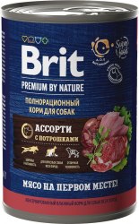 Консерва Brit Premium для собак всех пород с мясным ассорти и потрошками, 410 г