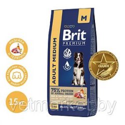 Сухой корм НА РАЗВЕС Brit Premium Adult Medium,для взрослых собак средних пород с индейкой и телятиной 1 кг
